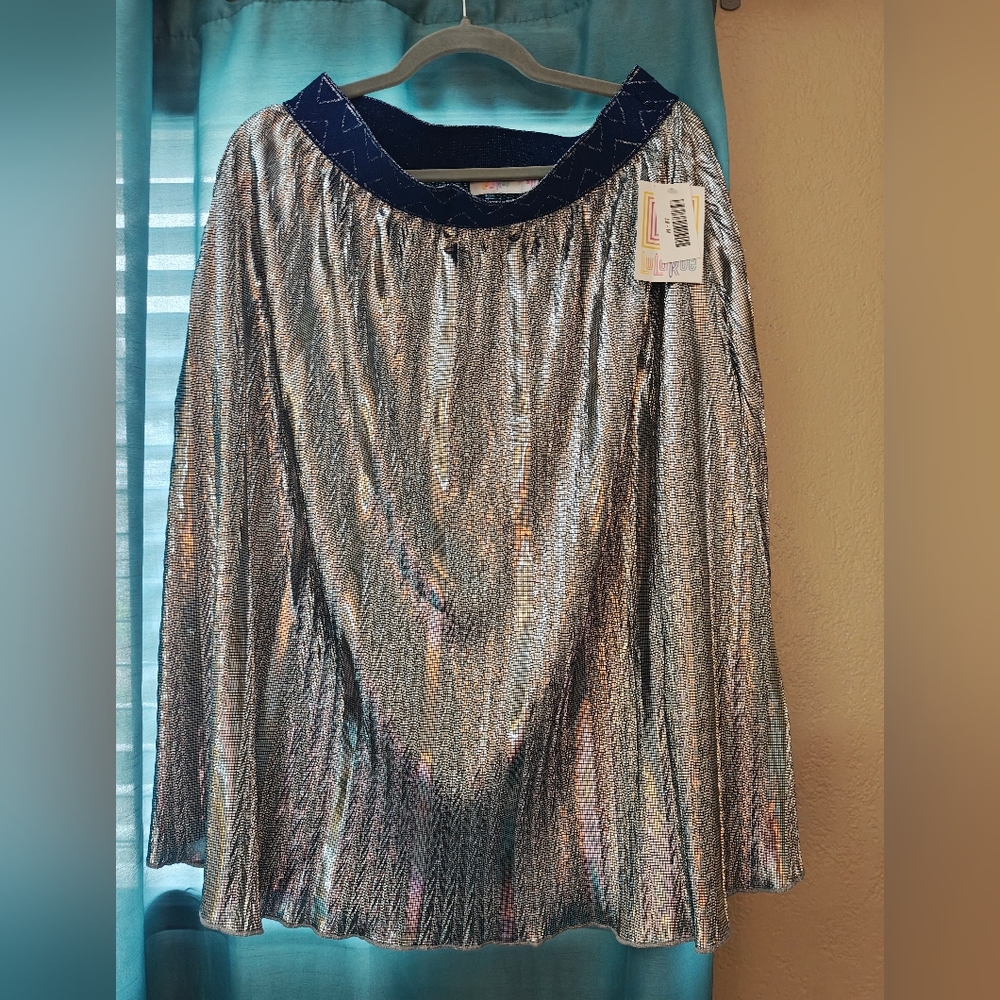 LuLaRoe Silver and Blue Midi Skirt